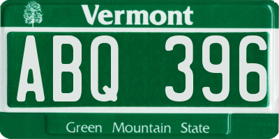 VT license plate ABQ396