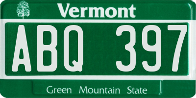 VT license plate ABQ397