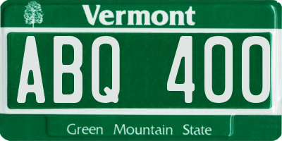 VT license plate ABQ400