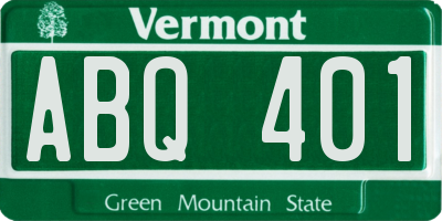 VT license plate ABQ401