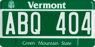 VT license plate ABQ404