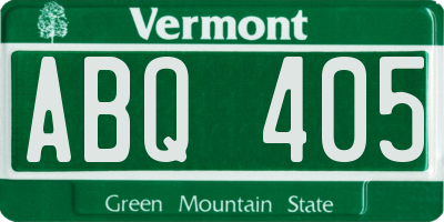 VT license plate ABQ405