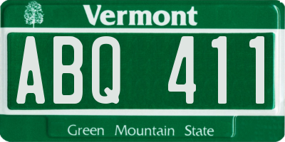 VT license plate ABQ411