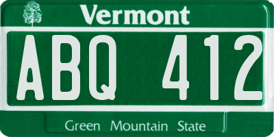 VT license plate ABQ412