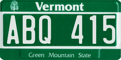 VT license plate ABQ415