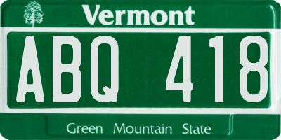 VT license plate ABQ418