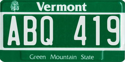 VT license plate ABQ419