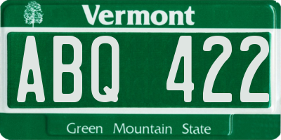 VT license plate ABQ422