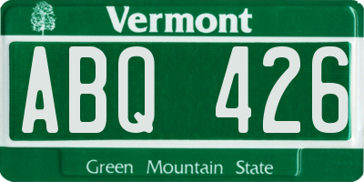 VT license plate ABQ426