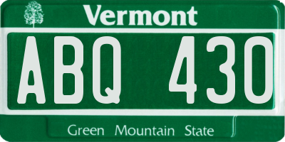 VT license plate ABQ430