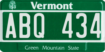 VT license plate ABQ434