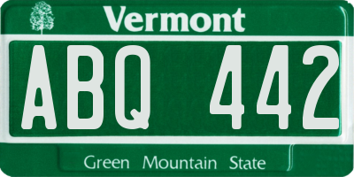 VT license plate ABQ442