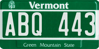 VT license plate ABQ443