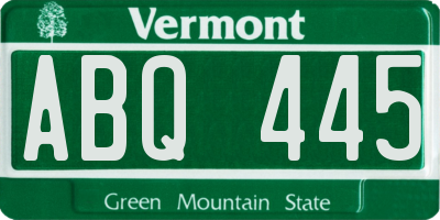 VT license plate ABQ445