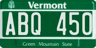 VT license plate ABQ450