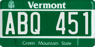 VT license plate ABQ451