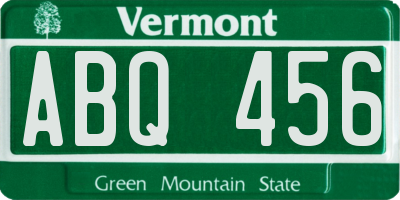 VT license plate ABQ456