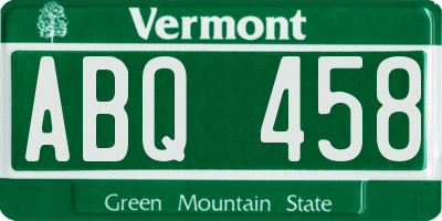 VT license plate ABQ458