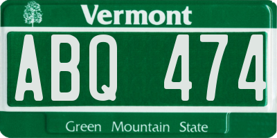 VT license plate ABQ474