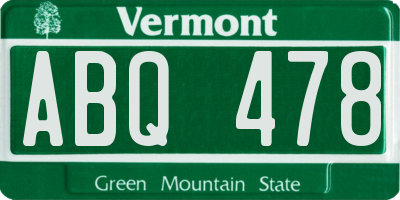 VT license plate ABQ478