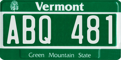 VT license plate ABQ481