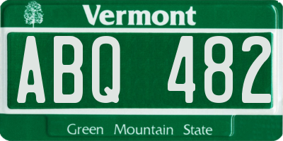 VT license plate ABQ482