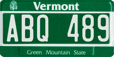 VT license plate ABQ489