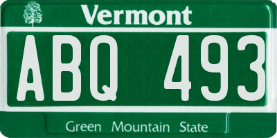 VT license plate ABQ493