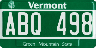 VT license plate ABQ498