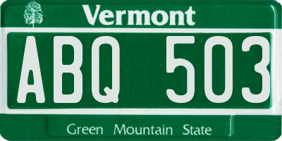 VT license plate ABQ503