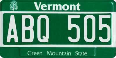 VT license plate ABQ505