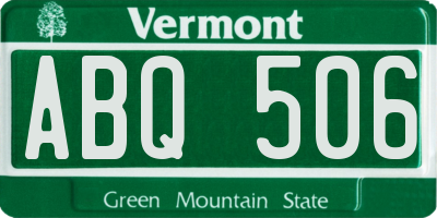 VT license plate ABQ506