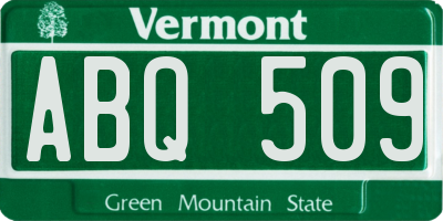 VT license plate ABQ509