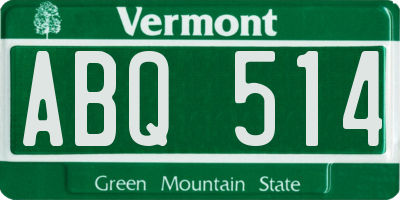 VT license plate ABQ514