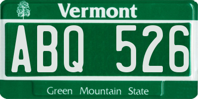 VT license plate ABQ526