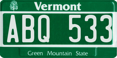 VT license plate ABQ533