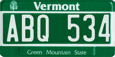 VT license plate ABQ534