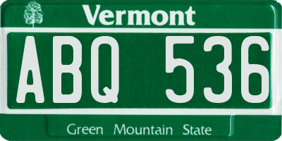 VT license plate ABQ536