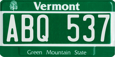 VT license plate ABQ537