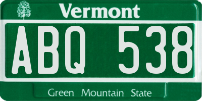 VT license plate ABQ538