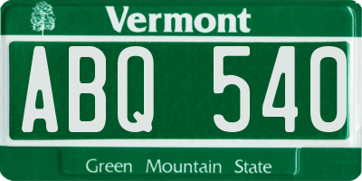 VT license plate ABQ540