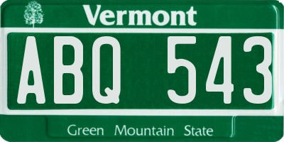 VT license plate ABQ543