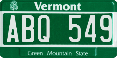 VT license plate ABQ549