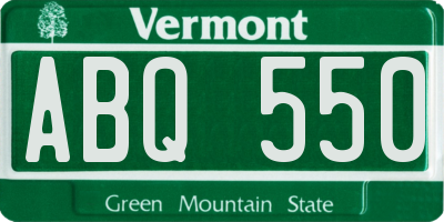 VT license plate ABQ550