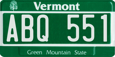 VT license plate ABQ551