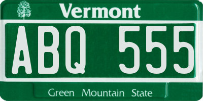 VT license plate ABQ555