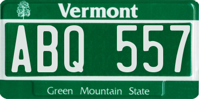 VT license plate ABQ557