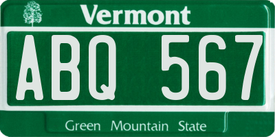 VT license plate ABQ567