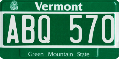 VT license plate ABQ570