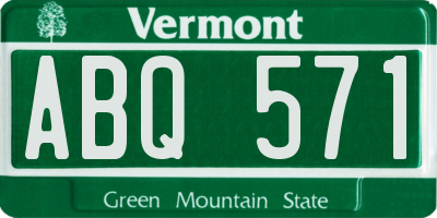 VT license plate ABQ571